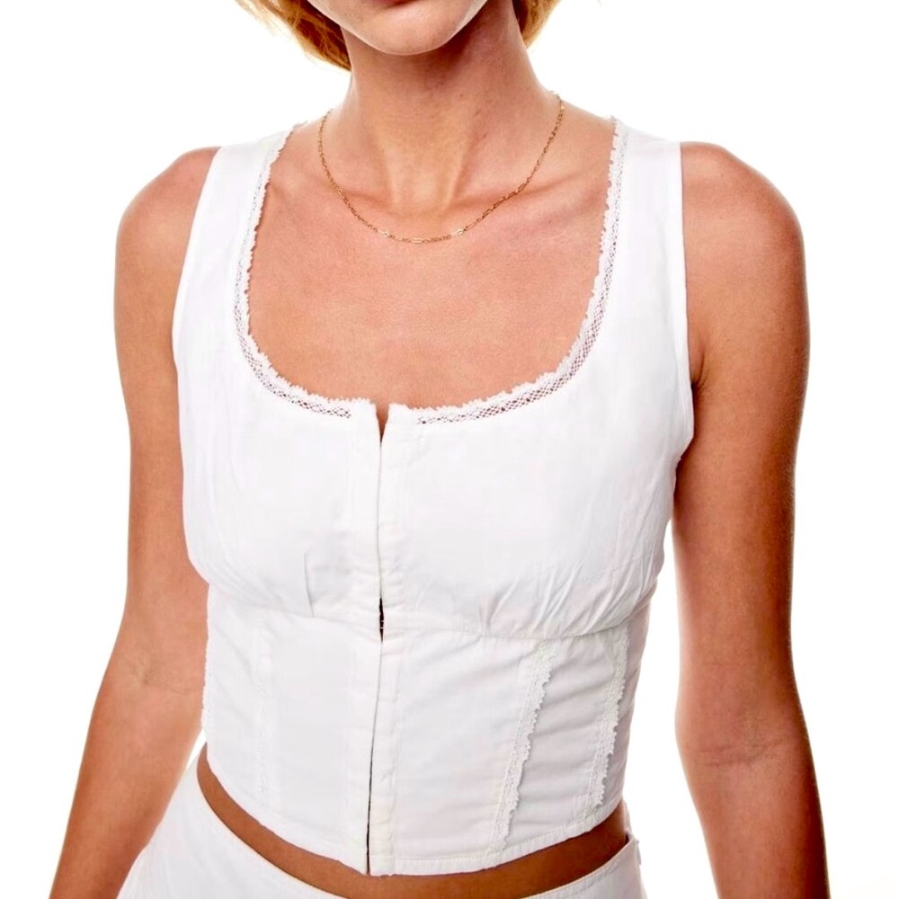 Aritzia Sunday Best Lustre Bustier Scoop Neck Cotton Top